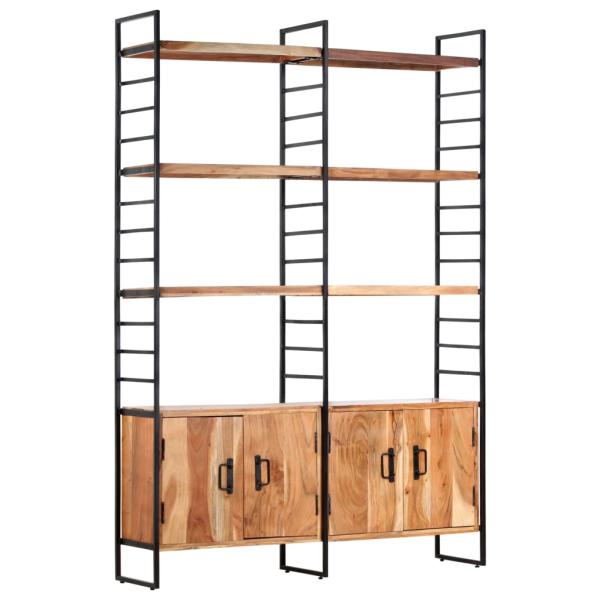 Bücherregal 4 Etagen 124x30x180 cm Massivholz Akazie