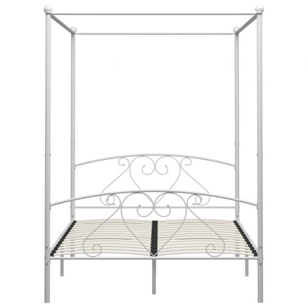 Himmelbett-Gestell Weiß Metall 160 x 200 cm