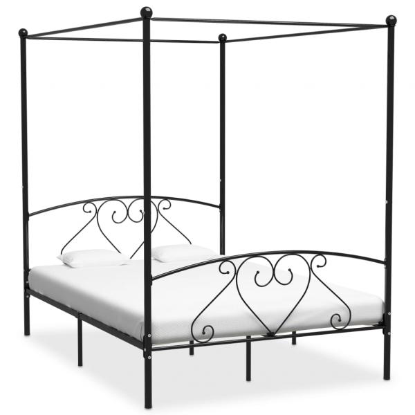 ARDEBO.de - Himmelbett-Gestell Schwarz Metall 140 x 200 cm