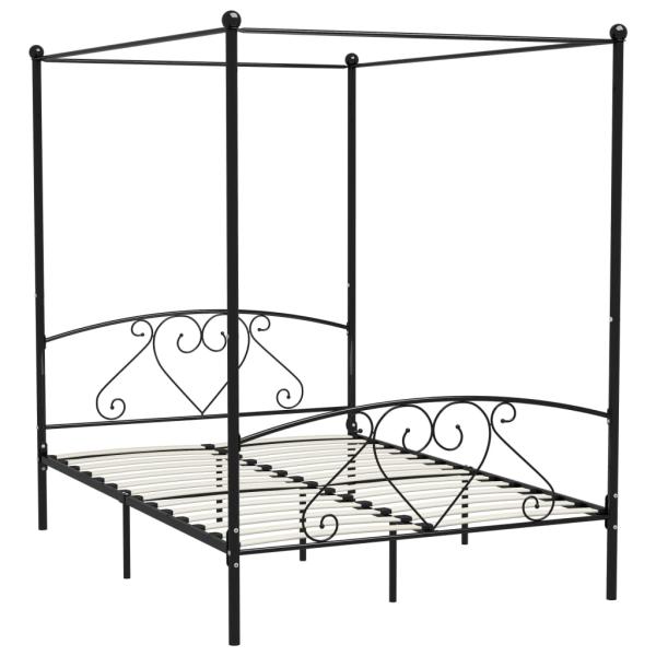 Himmelbett-Gestell Schwarz Metall 140 x 200 cm 