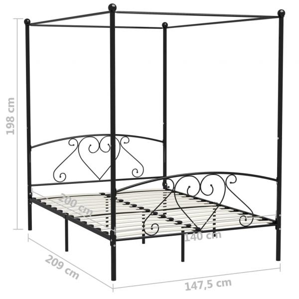 Himmelbett-Gestell Schwarz Metall 140 x 200 cm