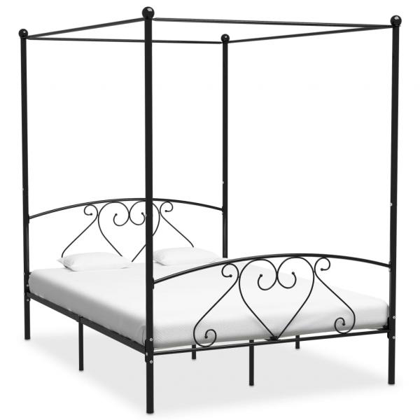 ARDEBO.de - Himmelbett-Gestell Schwarz Metall 160 x 200 cm 