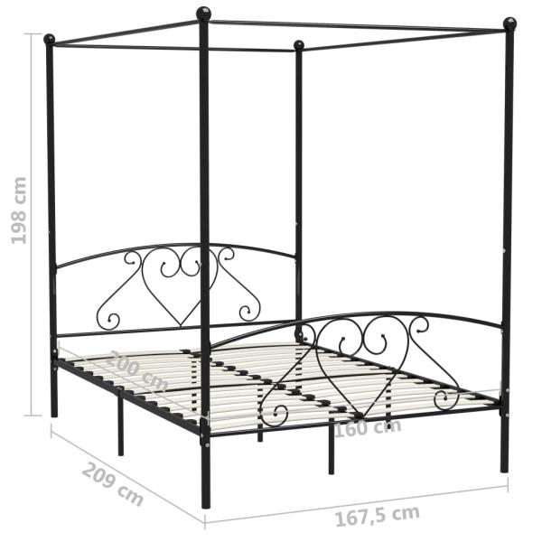 Himmelbett-Gestell Schwarz Metall 160 x 200 cm 