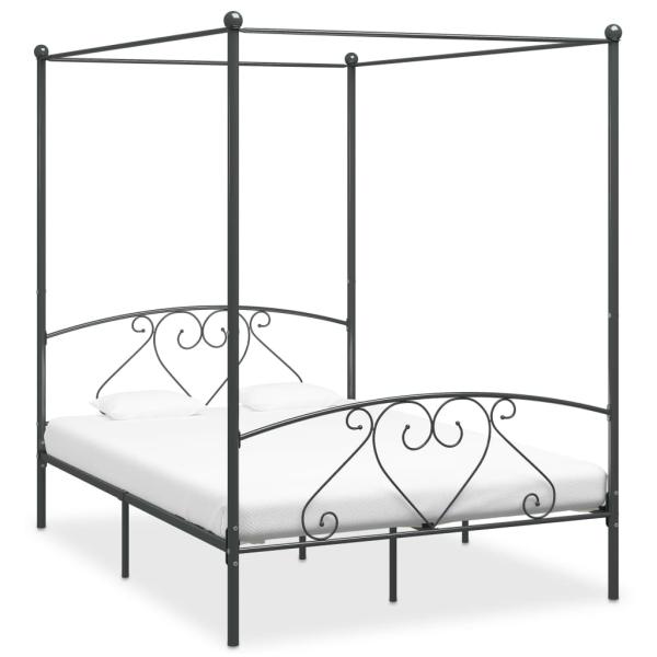 Himmelbett-Gestell Grau Metall 140 x 200 cm 