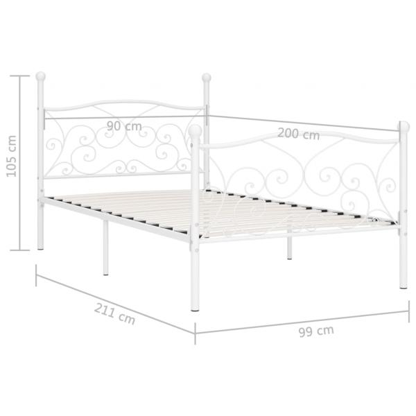 Bettgestell mit Lattenrost Weiß Metall 90 x 200 cm