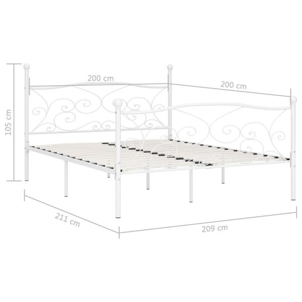 Bettgestell mit Lattenrost Weiß Metall 200 × 200 cm