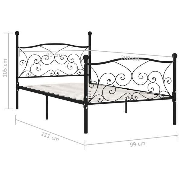 Bettgestell mit Lattenrost Schwarz Metall 90×200 cm