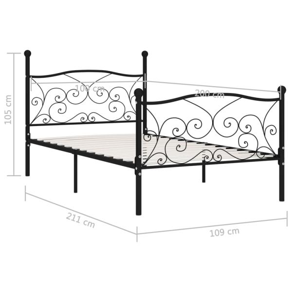 Bettgestell mit Lattenrost Schwarz Metall 100 × 200 cm
