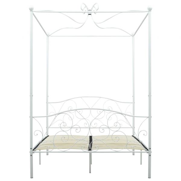 Himmelbett-Gestell Weiß Metall 140 x 200 cm