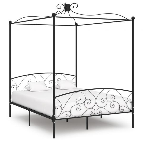 ARDEBO.de - Himmelbett-Gestell Schwarz Metall 180 x 200 cm