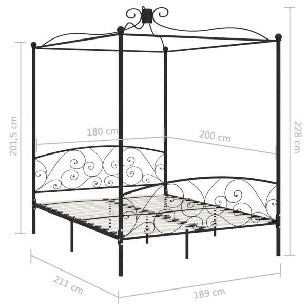 Himmelbett-Gestell Schwarz Metall 180 x 200 cm