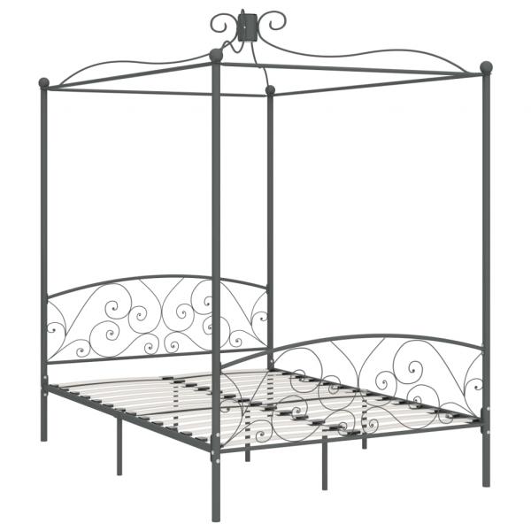 Himmelbett-Gestell Grau Metall 120 x 200 cm