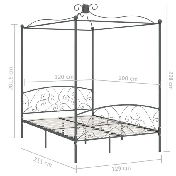 Himmelbett-Gestell Grau Metall 120 x 200 cm