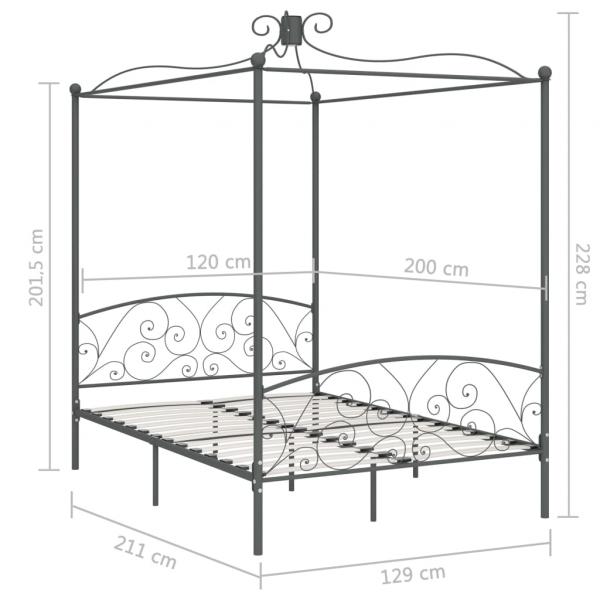 Himmelbett-Gestell Grau Metall 120 x 200 cm