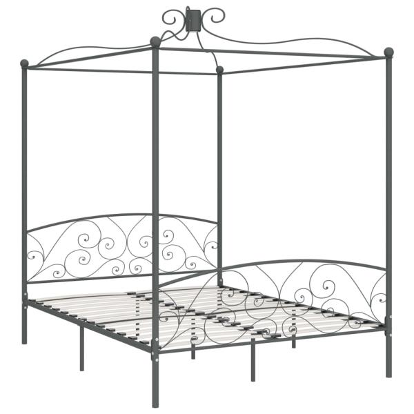 Himmelbett-Gestell Grau Metall 180 x 200 cm