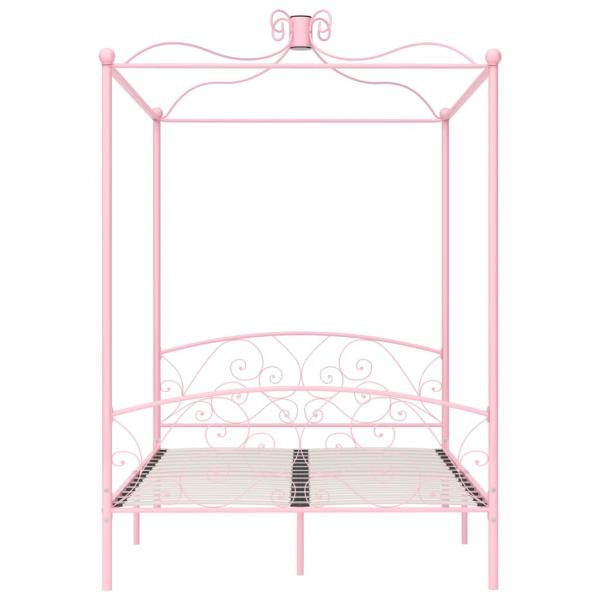 Himmelbett-Gestell Rosa Metall 140 x 200 cm