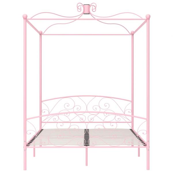Himmelbett-Gestell Rosa Metall 160 x 200 cm