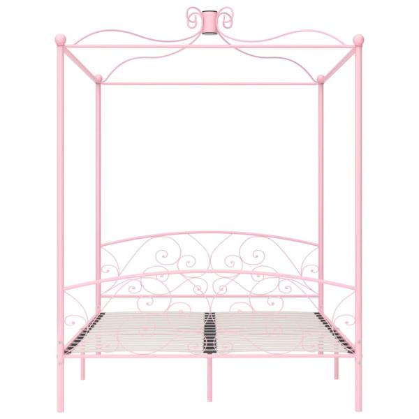 Himmelbett-Gestell Rosa Metall 160 x 200 cm