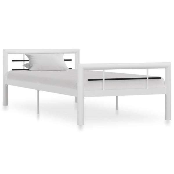 ARDEBO.de - Bettgestell Weiß und Schwarz Metall 90×200 cm