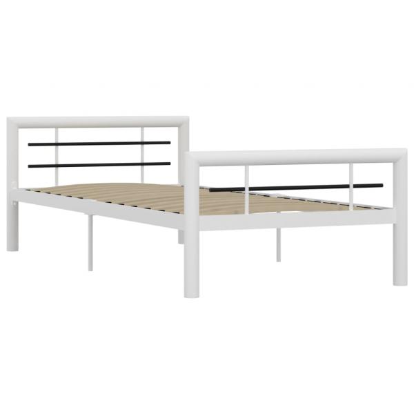 Bettgestell Weiß und Schwarz Metall 90×200 cm