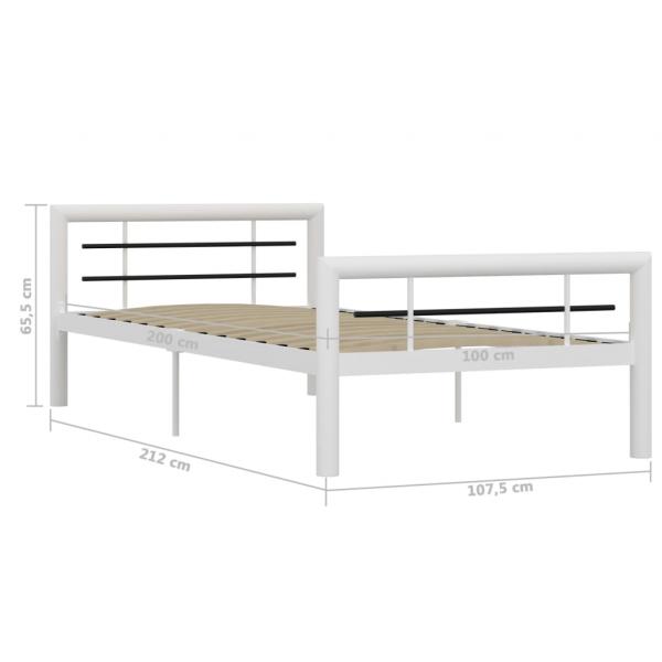 Bettgestell Weiß und Schwarz Metall 90×200 cm