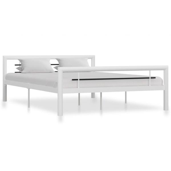 ARDEBO.de - Bettgestell Weiß und Schwarz Metall 120x200 cm