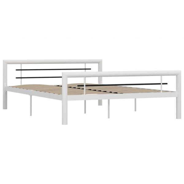 Bettgestell Weiß und Schwarz Metall 120x200 cm