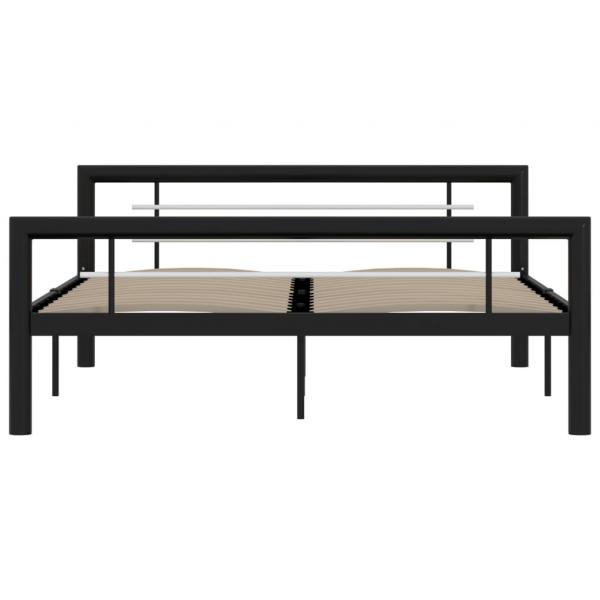 Bettgestell Schwarz und Weiß Metall 140×200 cm 