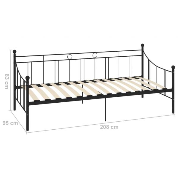 Tagesbett-Rahmen Schwarz Metall 90×200 cm 