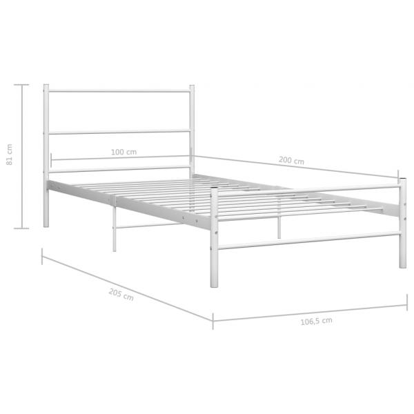 Bettgestell Weiß Metall 100 × 200 cm