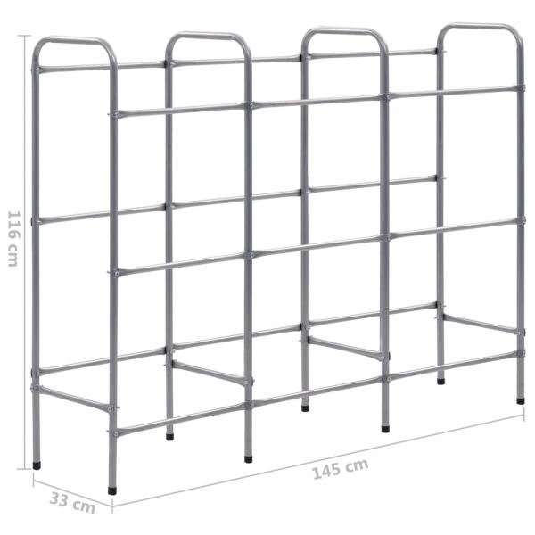 Kistenregal für 9 Kisten Silbern 145x33x116 cm Stahl