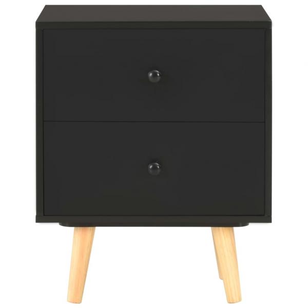 Nachttische 2 Stk. Schwarz 40 x 30 x 50 cm Kiefer Massivholz  