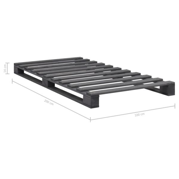 Palettenbett Grau Massivholz Kiefer 100×200 cm