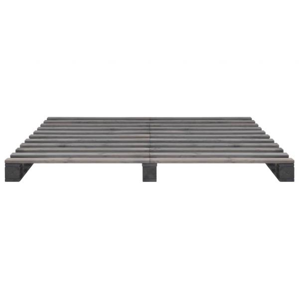 Palettenbett Grau Massivholz Kiefer 160×200 cm
