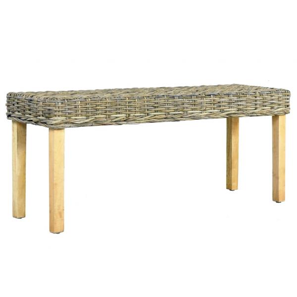 ARDEBO.de - Sitzbank 110 cm Natur Kubu-Rattan und Massivholz Mango
