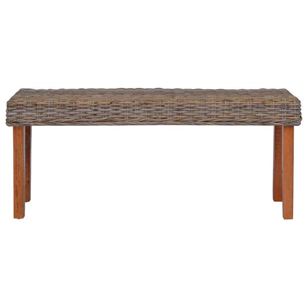 Sitzbank 110 cm Natur Kubu-Rattan und Massivholz Mango