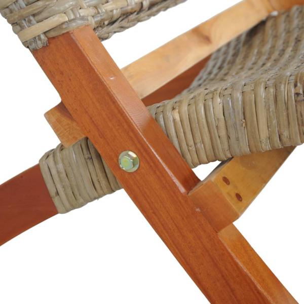 Relaxstuhl Natur Kubu-Rattan und Massivholz Mahagoni