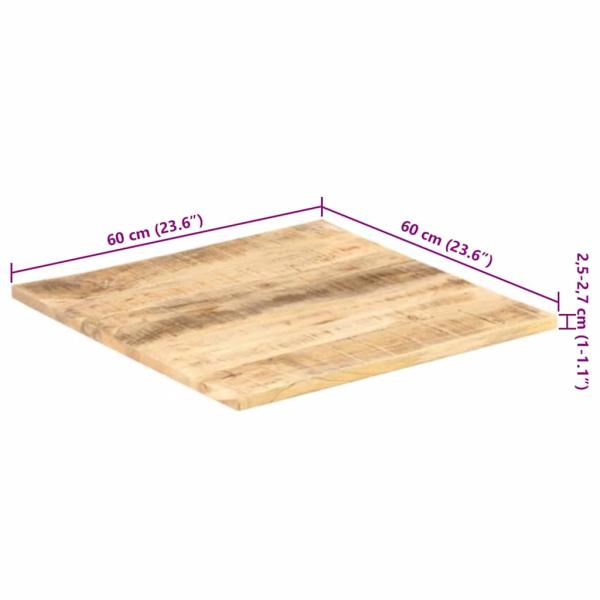 Tischplatte Massivholz Mango 25-27 mm 60x60 cm