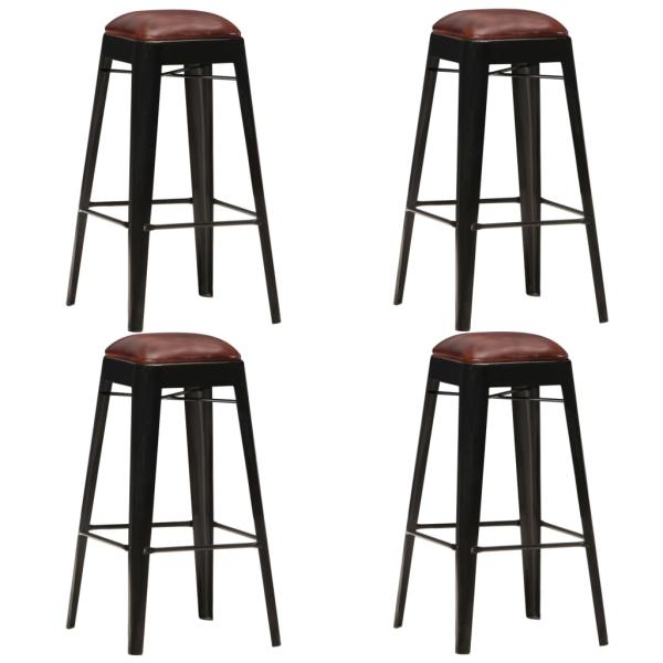 ARDEBO.de - Barhocker 4 Stk. Schwarz Echtleder