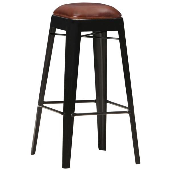 Barhocker 4 Stk. Schwarz Echtleder