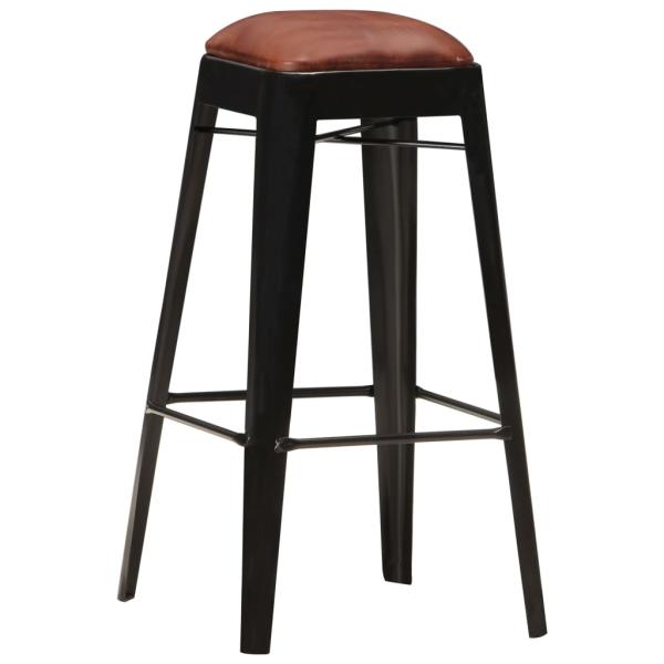 Barhocker 4 Stk. Schwarz Echtleder