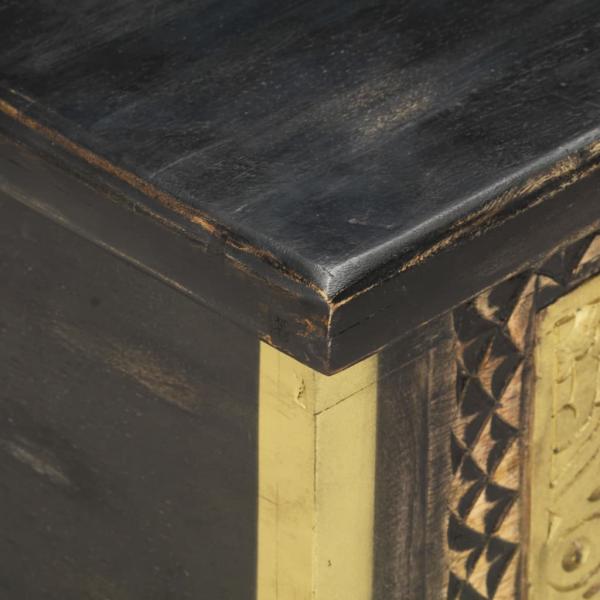 Aufbewahrungstruhe Schwarz 80x40x45 cm Mango Massivholz 