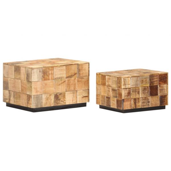 Couchtische 2 Stk. in Block-Design Raues Mango-Massivholz