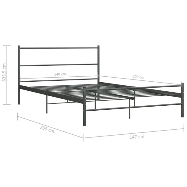 Bettgestell ohne Matratze Grau Metall 140×200 cm