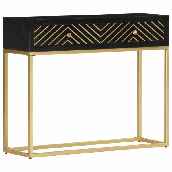 Konsolentisch Schwarz und Golden 90x30x75 cm Mango Massivholz