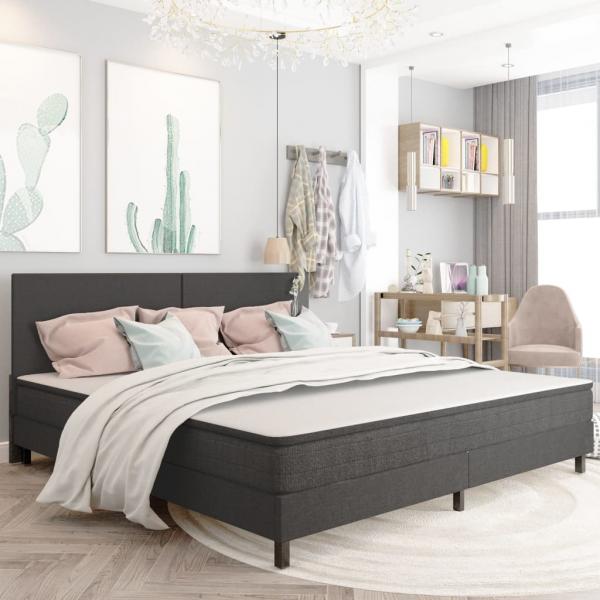 ARDEBO.de - Boxspring-Bettgestell Grau Stoff 200x200 cm