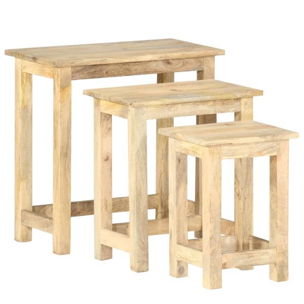 Satztische 3 Stk. Massivholz Mango