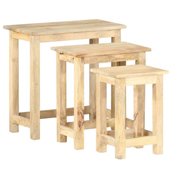 Satztische 3 Stk. Massivholz Mango