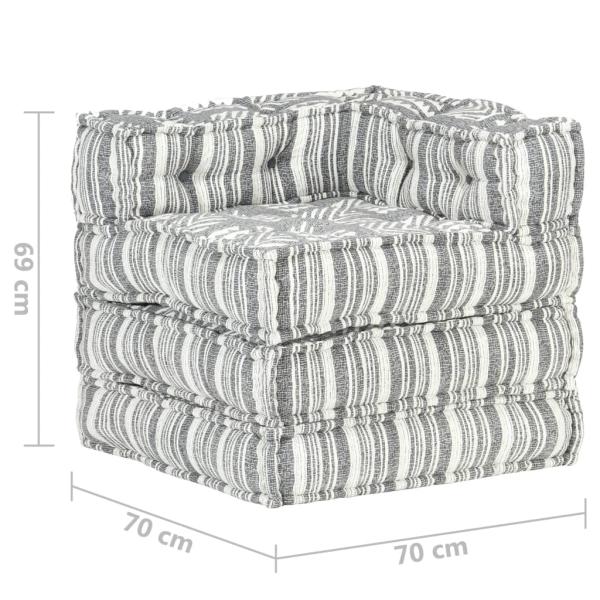 Modularer Pouf Grau Gestreift Stoff