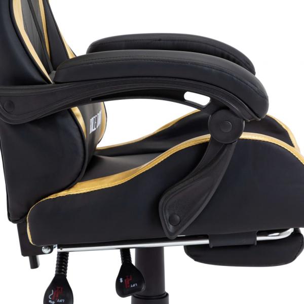 Gaming-Stuhl mit Fußstütze Golden und Schwarz Kunstleder 